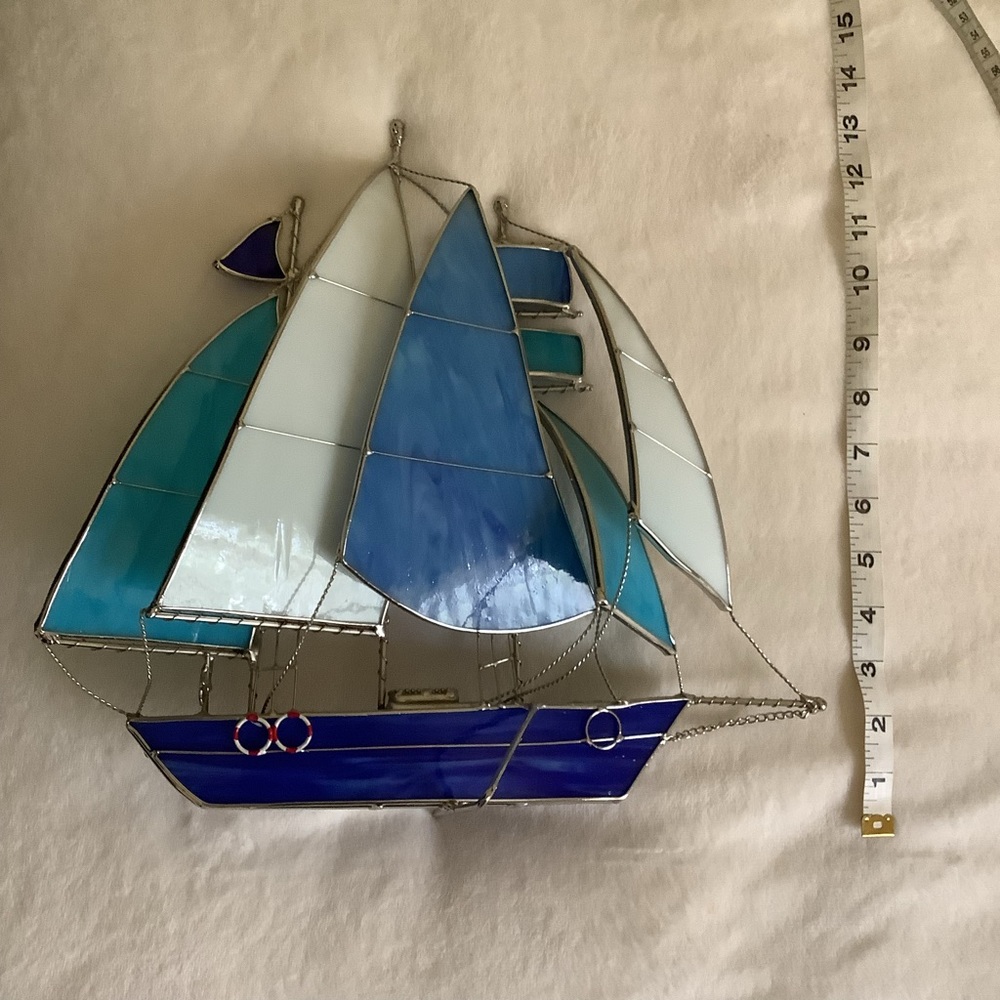 Leaded Glass Sailboat - Picture 5 of 9